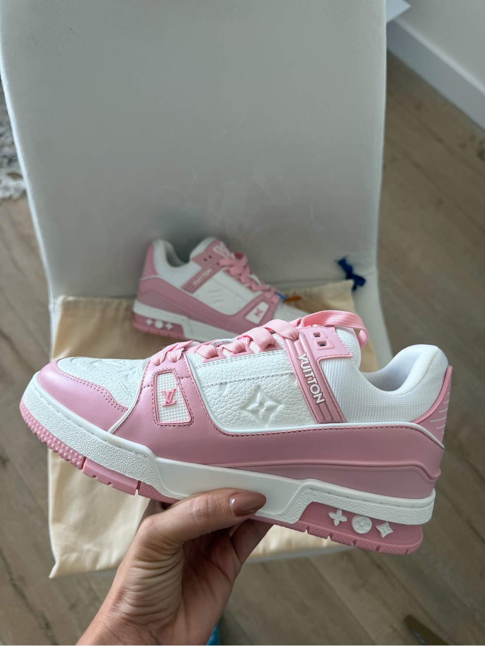 Louis Vuitton Pink and White Sneakers Low-Top